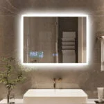 Custom LED Smart Bathroom Mirror with Integrated Weather and Temperature Display